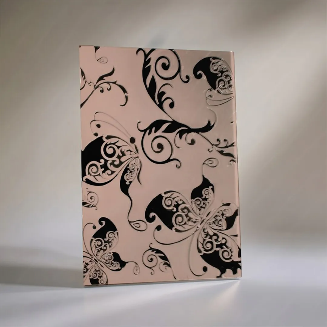 Фото зеркало с рисунком модель Баттерфляй цвет бронза